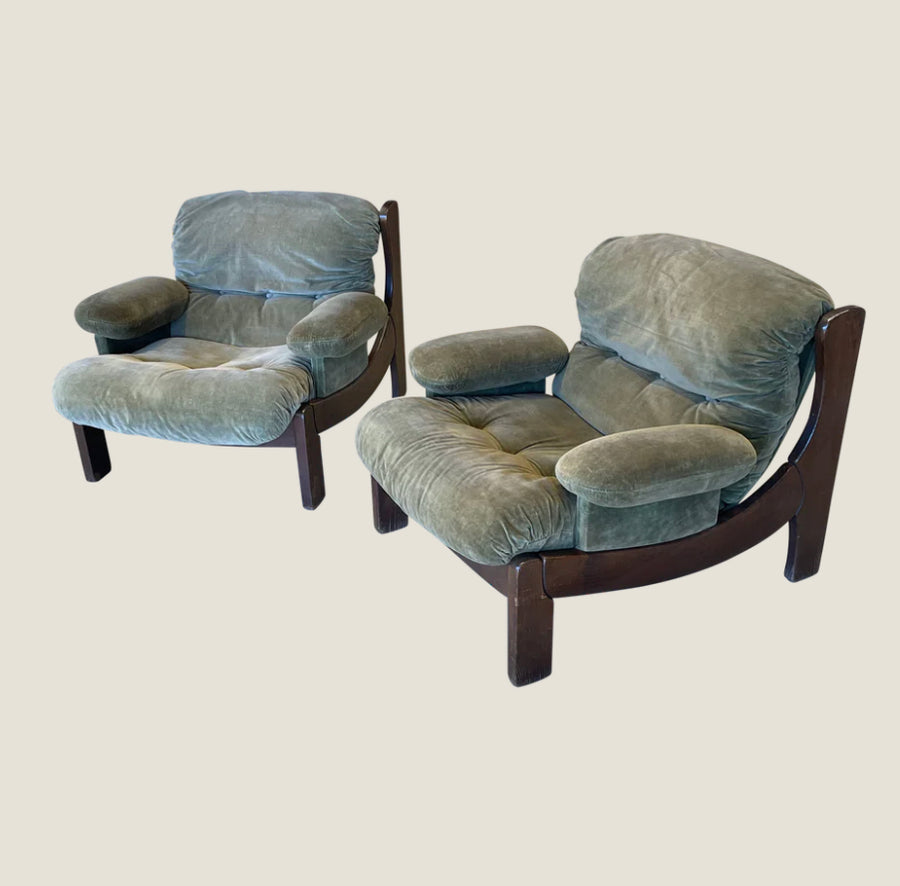 Pair of Sage Velvet Arm Chairs