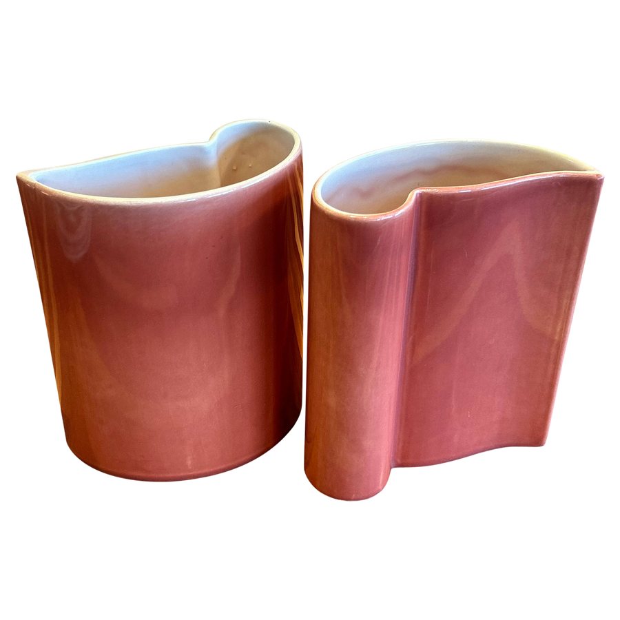 Pair of Coral Nesting Vases