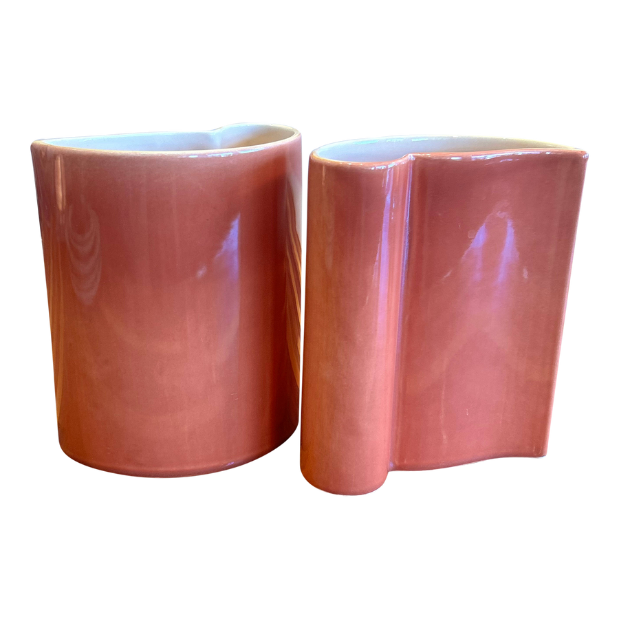 Pair of Coral Nesting Vases