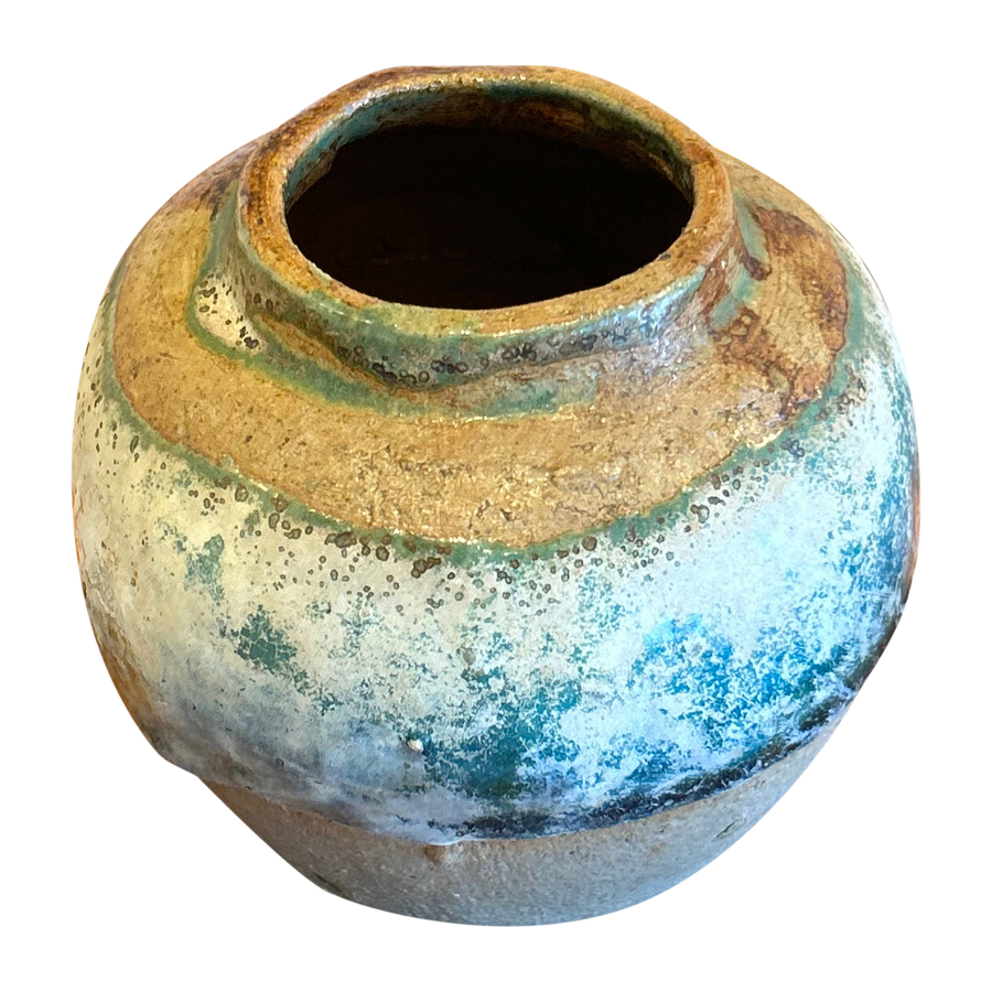 Turquoise Drip Glaze Vessel