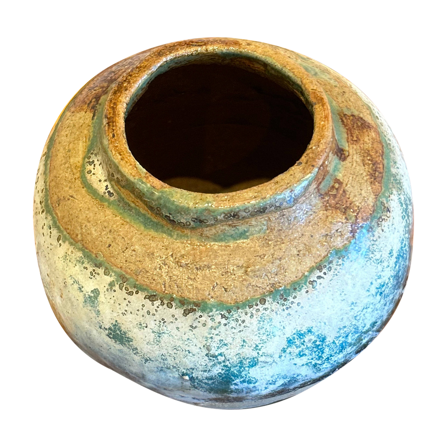 Turquoise Drip Glaze Vessel