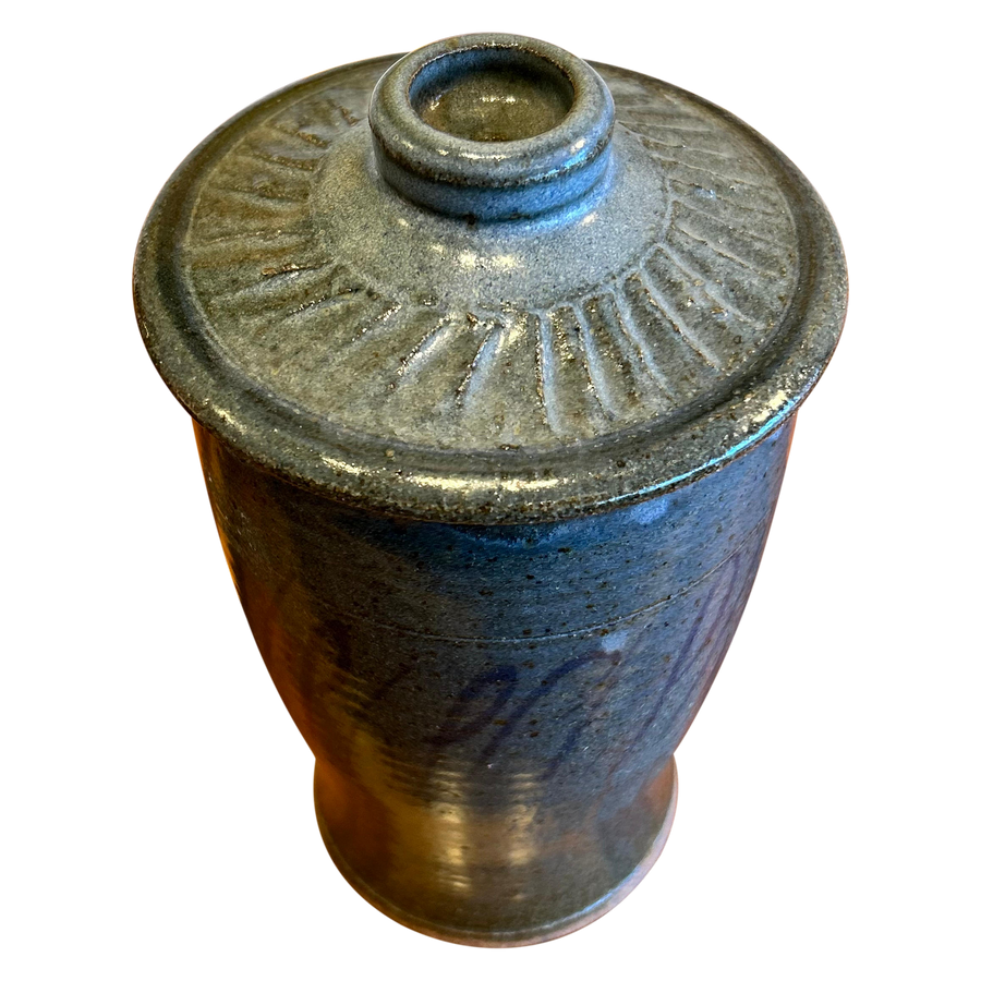 Blue Ceramic Lidded Vessel