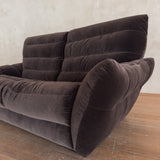 Channeled Chocolate Velvet Loveseat