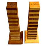 Pair of Tall Striped S + P Shakers
