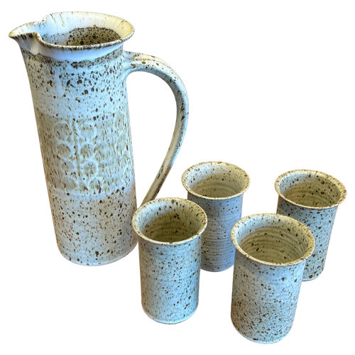 Speckled Ceramic Pitcher and Cup Set