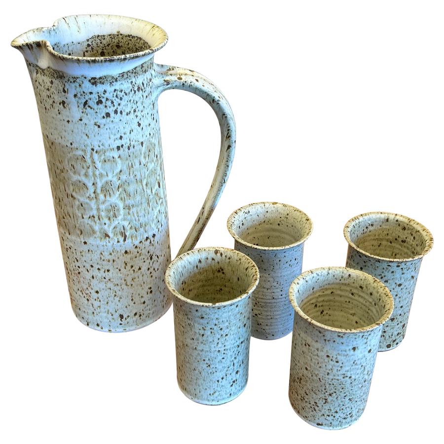 Speckled Ceramic Pitcher and Cup Set