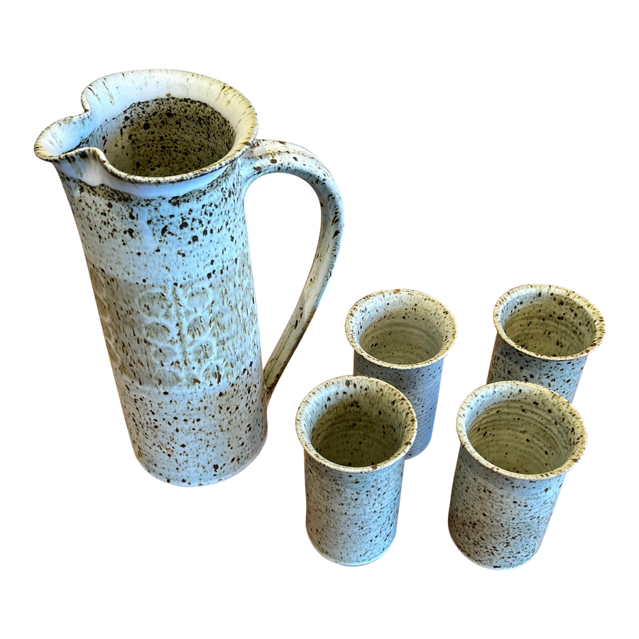 Speckled Ceramic Pitcher and Cup Set