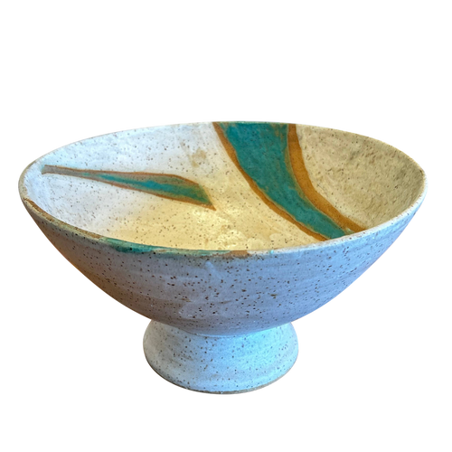 Teal Accent Footed Bowl