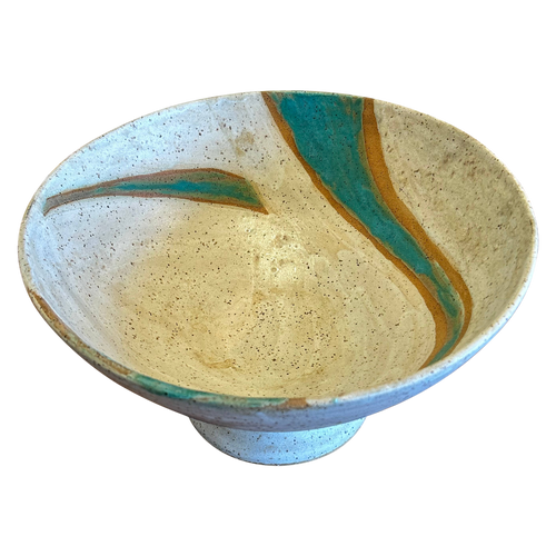 Teal Accent Footed Bowl