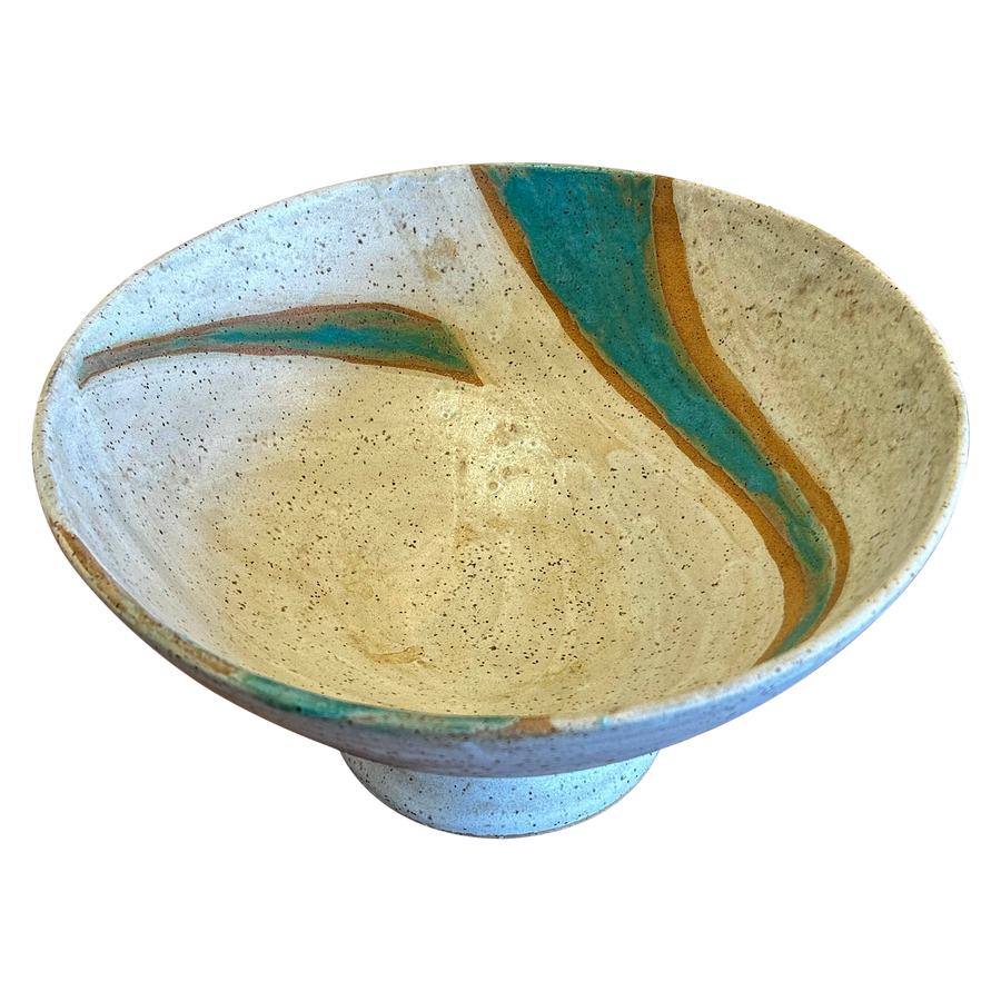 Teal Accent Footed Bowl