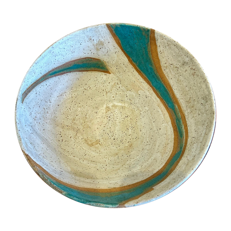 Teal Accent Footed Bowl