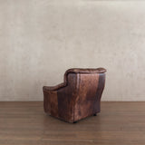Swiss Brown Leather Tufted Lounge Chair, 1970s