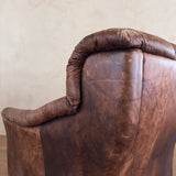Swiss Brown Leather Tufted Lounge Chair, 1970s