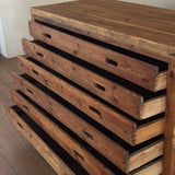 Spanish Pine Six Drawer Atelier Cabinet on Casters