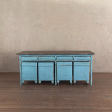 Antique Painted Wood Rolling Mercantile Counter