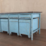 Antique Painted Wood Rolling Mercantile Counter