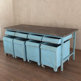Antique Painted Wood Rolling Mercantile Counter