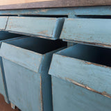 Antique Painted Wood Rolling Mercantile Counter