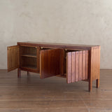 French Pine Credenza with Vertical Plank Sliding Doors
