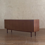 French Mid Century Teak Credenza with Brass Accents