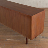 French Mid Century Teak Credenza with Brass Accents