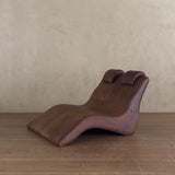Italian Two Seater Leather Wave Chaise Lounge