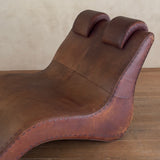 Italian Two Seater Leather Wave Chaise Lounge