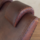 Italian Two Seater Leather Wave Chaise Lounge