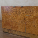 Burl Wood and Brass Sideboard, 1970s