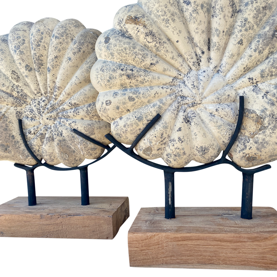 Pair of Jumbo Cast Stone Ammonite Sculptures