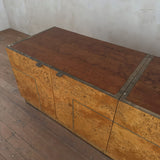 Burl Wood and Brass Sideboard, 1970s