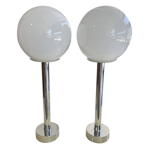 Pair of Chrome Stem Table Lamps