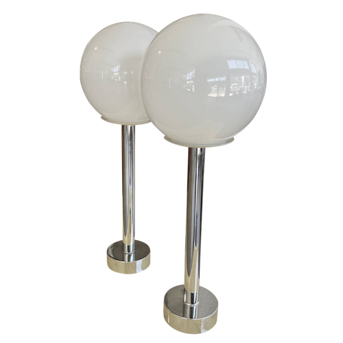 Pair of Chrome Stem Table Lamps