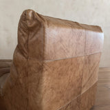 Pair of Cognac Channeled Leather Armless Lounge Chairs