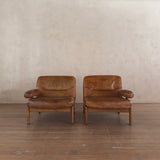 Cognac Leather Modular Loveseat, 1970s