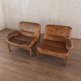 Cognac Leather Modular Loveseat, 1970s