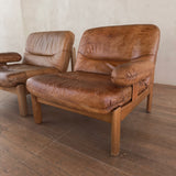 Cognac Leather Modular Loveseat, 1970s
