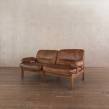 Cognac Leather Modular Loveseat, 1970s