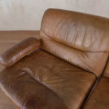 Cognac Leather Modular Loveseat, 1970s