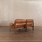 Cognac Leather Modular Loveseat, 1970s
