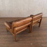 Cognac Leather Modular Loveseat, 1970s