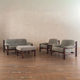Brazilian Sage Green Velvet Rosewood Frame Loveseat