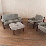Brazilian Sage Green Velvet Rosewood Frame Ottoman