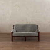Brazilian Sage Green Velvet Rosewood Frame Loveseat