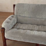 Brazilian Sage Green Velvet Rosewood Frame Loveseat