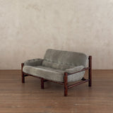 Brazilian Sage Green Velvet Rosewood Frame Loveseat