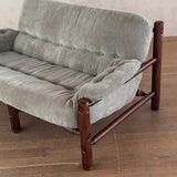 Brazilian Sage Green Velvet Rosewood Frame Loveseat
