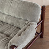 Brazilian Sage Green Velvet Rosewood Frame Loveseat
