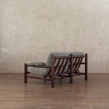 Brazilian Sage Green Velvet Rosewood Frame Loveseat