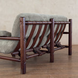 Brazilian Sage Green Velvet Rosewood Frame Loveseat